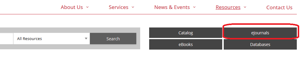 eJournals icon on the Library home page
