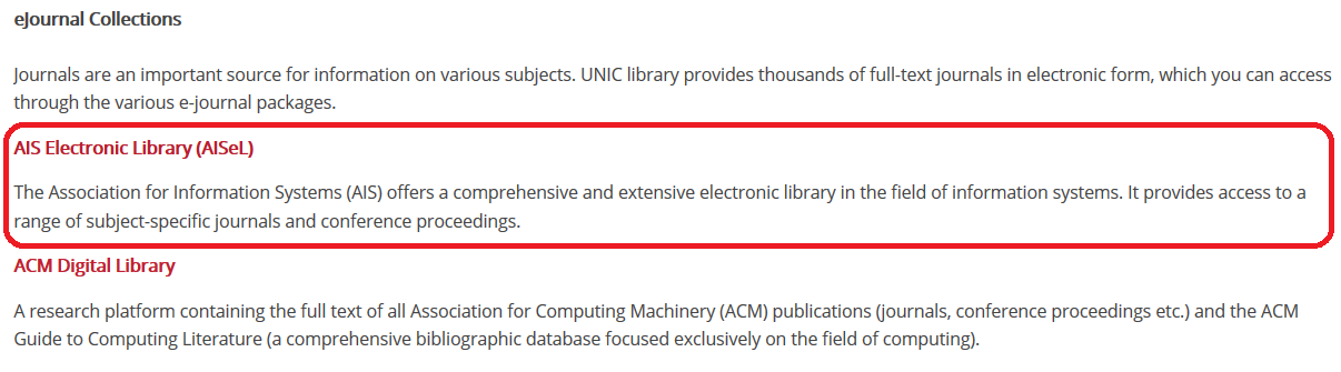 eJournals list