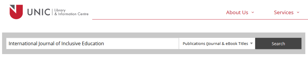 eJournal title search in UNIC Library Search